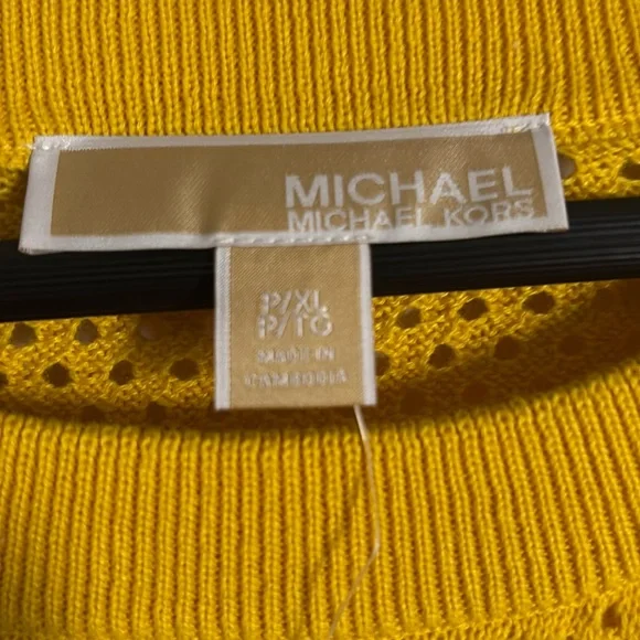 Michael Kors Yellow Crew Neck Sweater with Textured Knit - Picture 6 of 11
